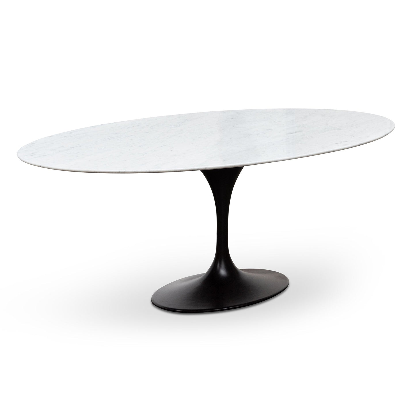 Oval 2m Marble Dining Table - Black Base