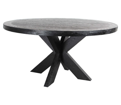 1.5m Round Wooden Dining Table - Full Black