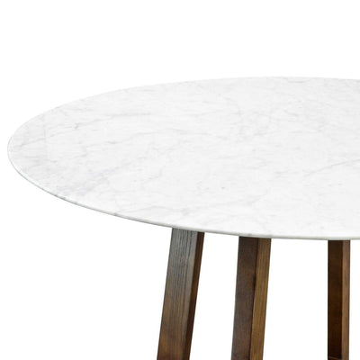 1.15m Round Marble Dining Table - Dark Brown Base