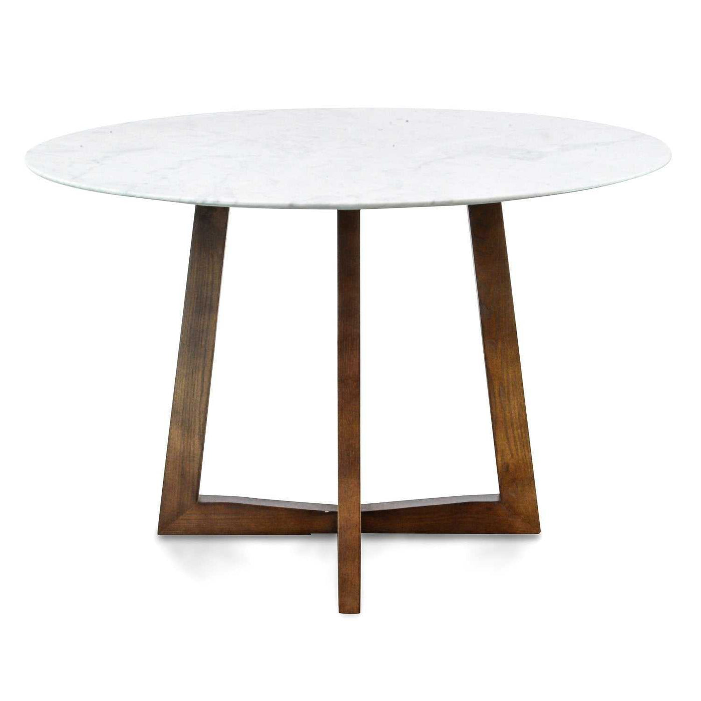 1.15m Round Marble Dining Table - Dark Brown Base