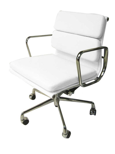 Low Back Office Chair - White Leather