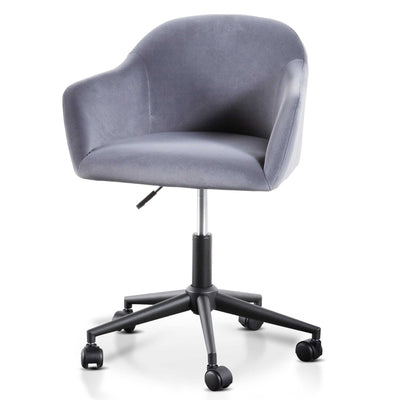 Charcoal Velvet office Chair - Black Base