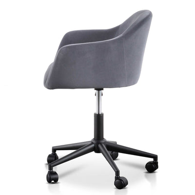 Charcoal Velvet office Chair - Black Base