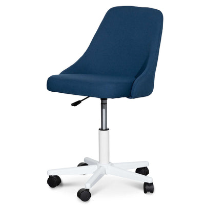 Space Blue Fabric Office Chair - White Base