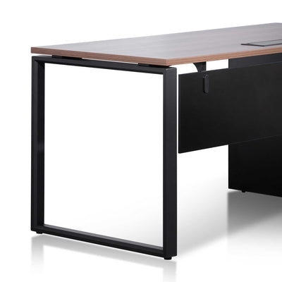 1.6m Single Seater Walnut Office Desk - Black Legs