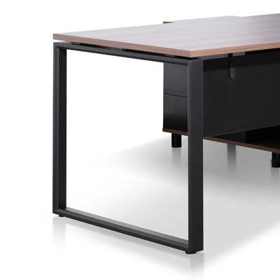 1.8m Executive Desk Left Return with Black Legs - Walnut