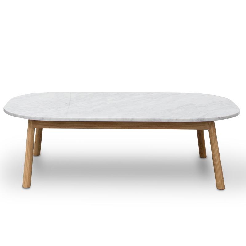 110cm Marble Coffee Table - Natural Base