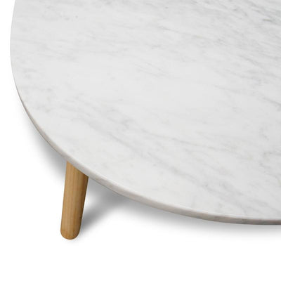 110cm Marble Coffee Table - Natural Base