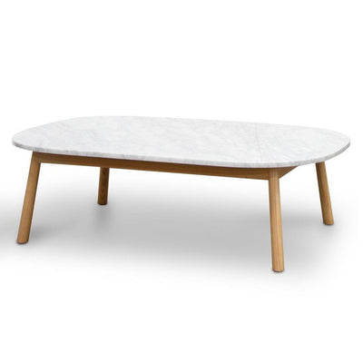 110cm Marble Coffee Table - Natural Base