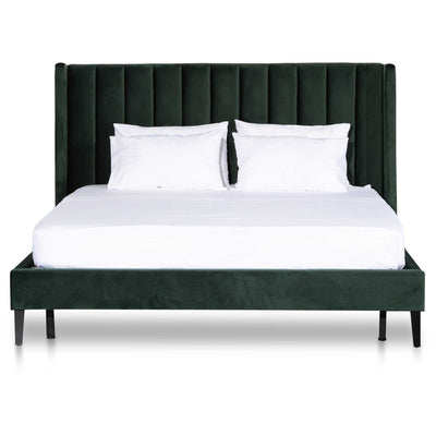 King Bed Frame - Forest Green Velvet