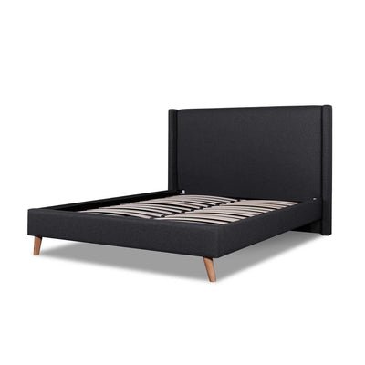 Fabric Wing King Bed - Fossil Grey