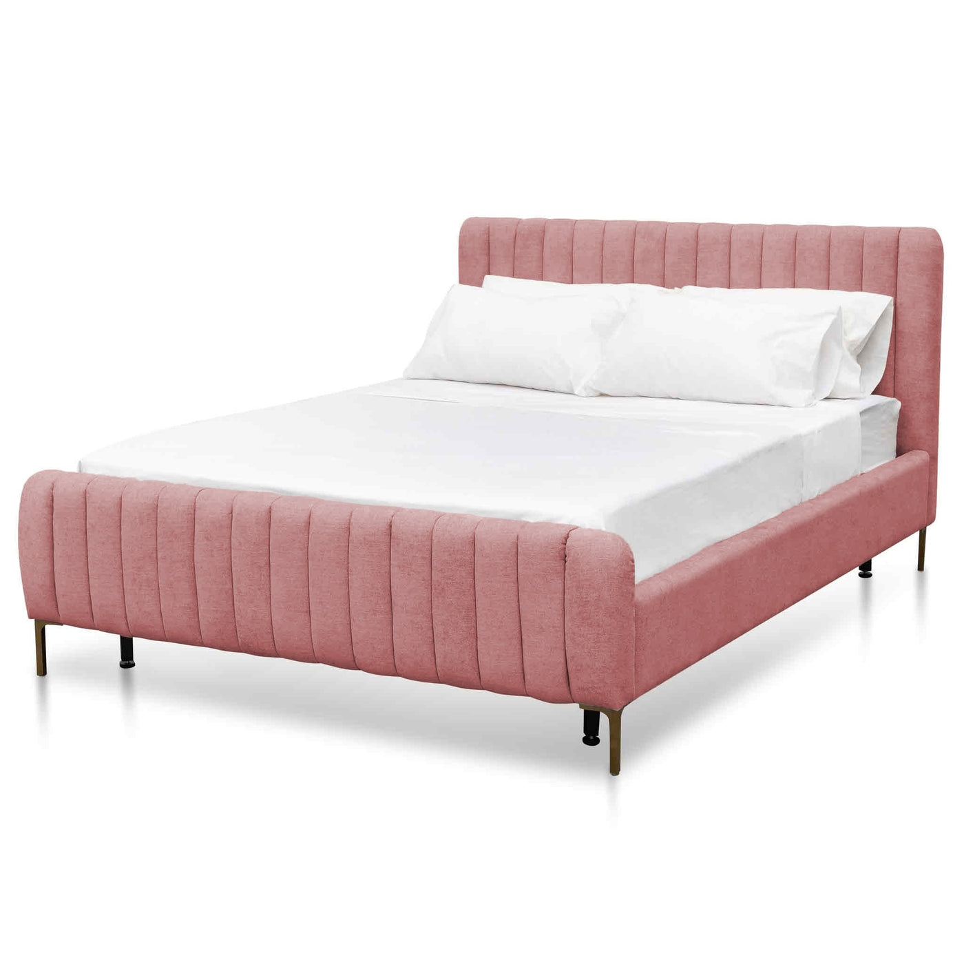 Queen Sized Bed Frame - Blush Peach Velvet
