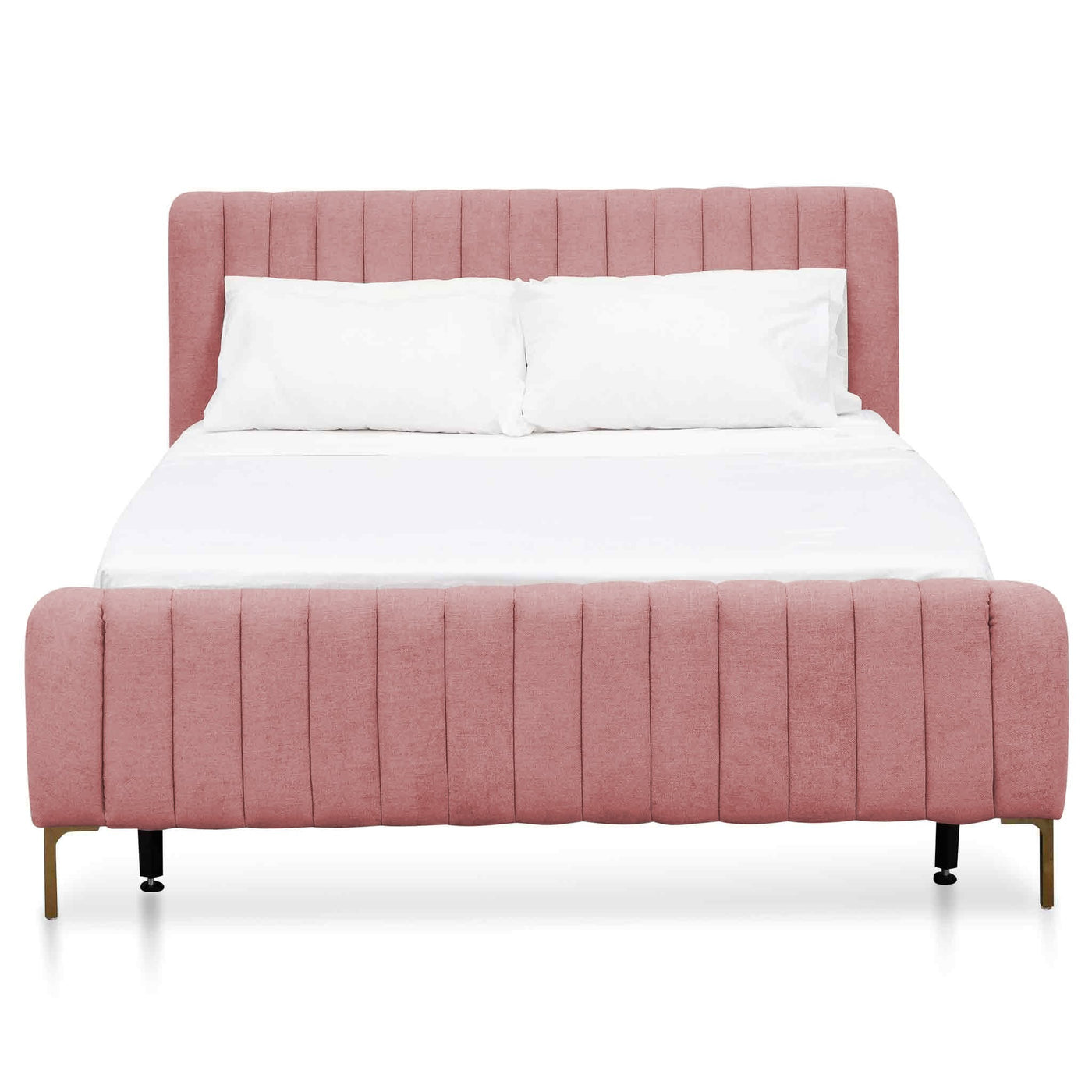 Queen Sized Bed Frame - Blush Peach Velvet