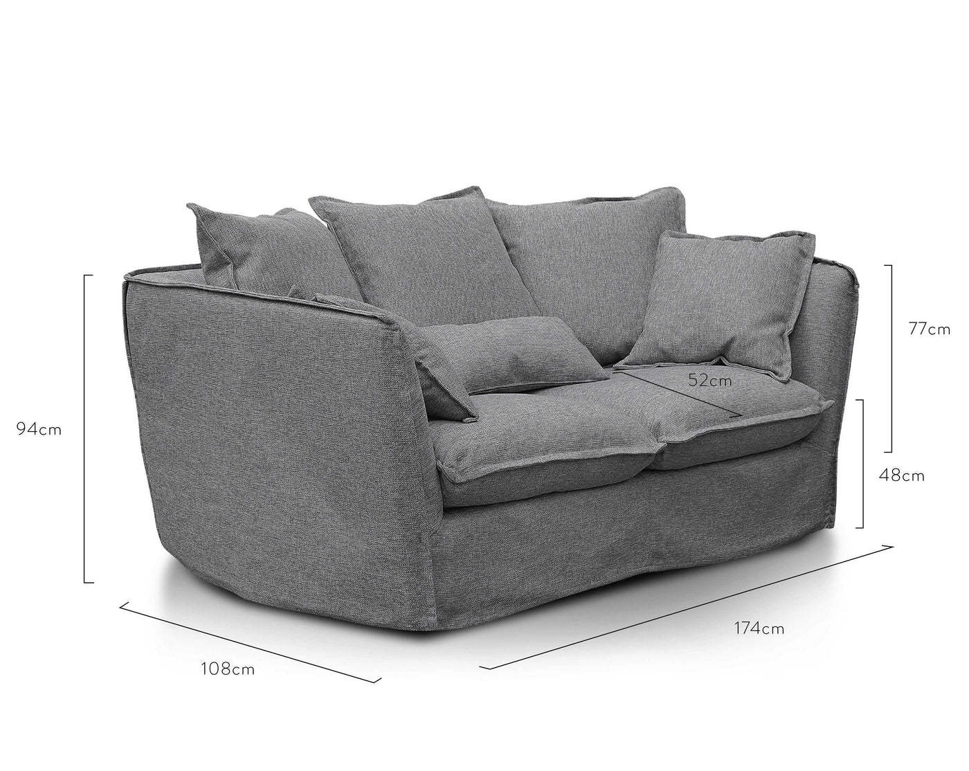 2 Seater Sofa - French Grey