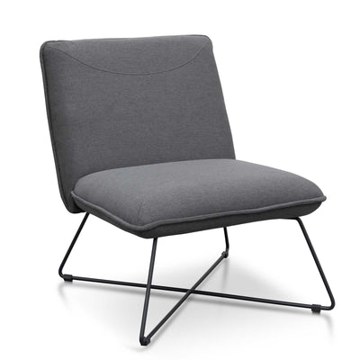 Fabric Lounge Chair in Dark Grey - Black Legs