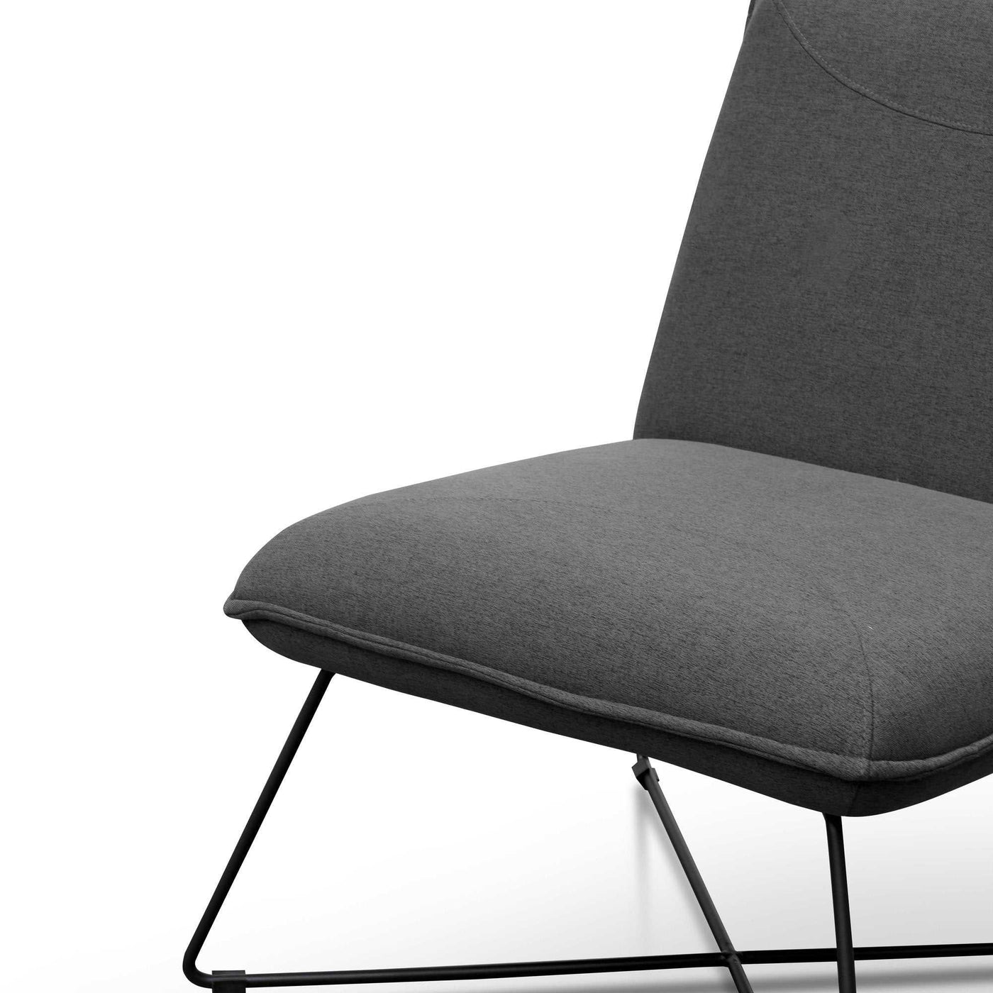 Fabric Lounge Chair in Dark Grey - Black Legs