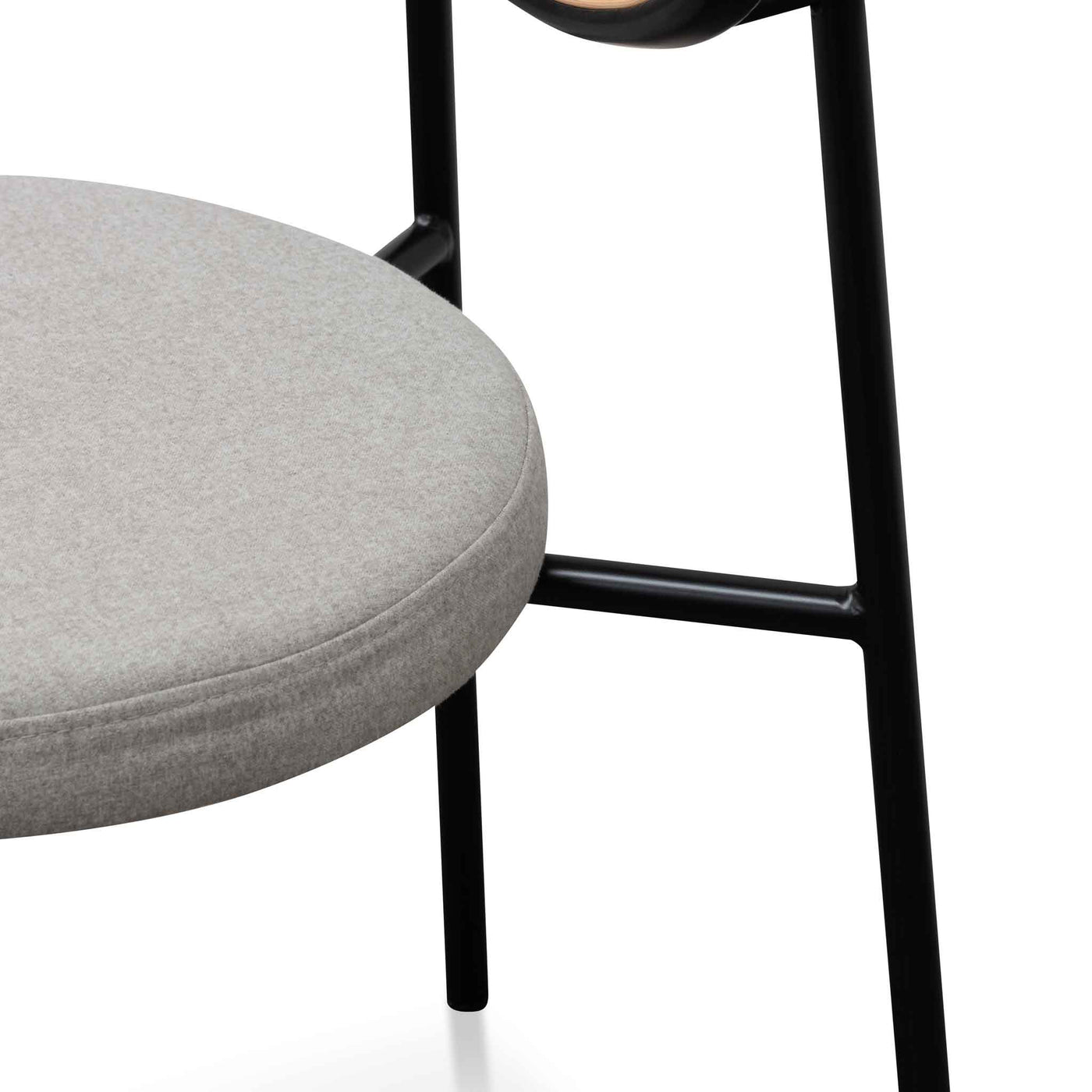 Grey Fabric Natural Rattan Dining Chair - Black