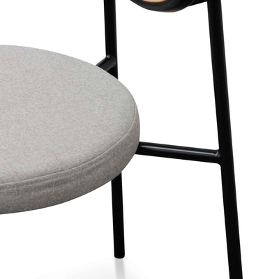 Grey Fabric Natural Rattan Dining Chair - Black