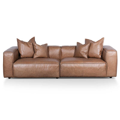 3 Seater Sofa with Cushion and Pillow - Saddle Brown