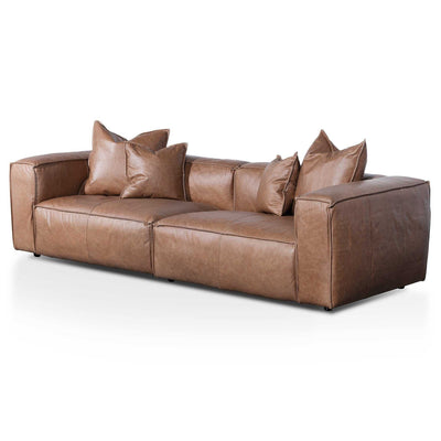 3 Seater Sofa with Cushion and Pillow - Saddle Brown