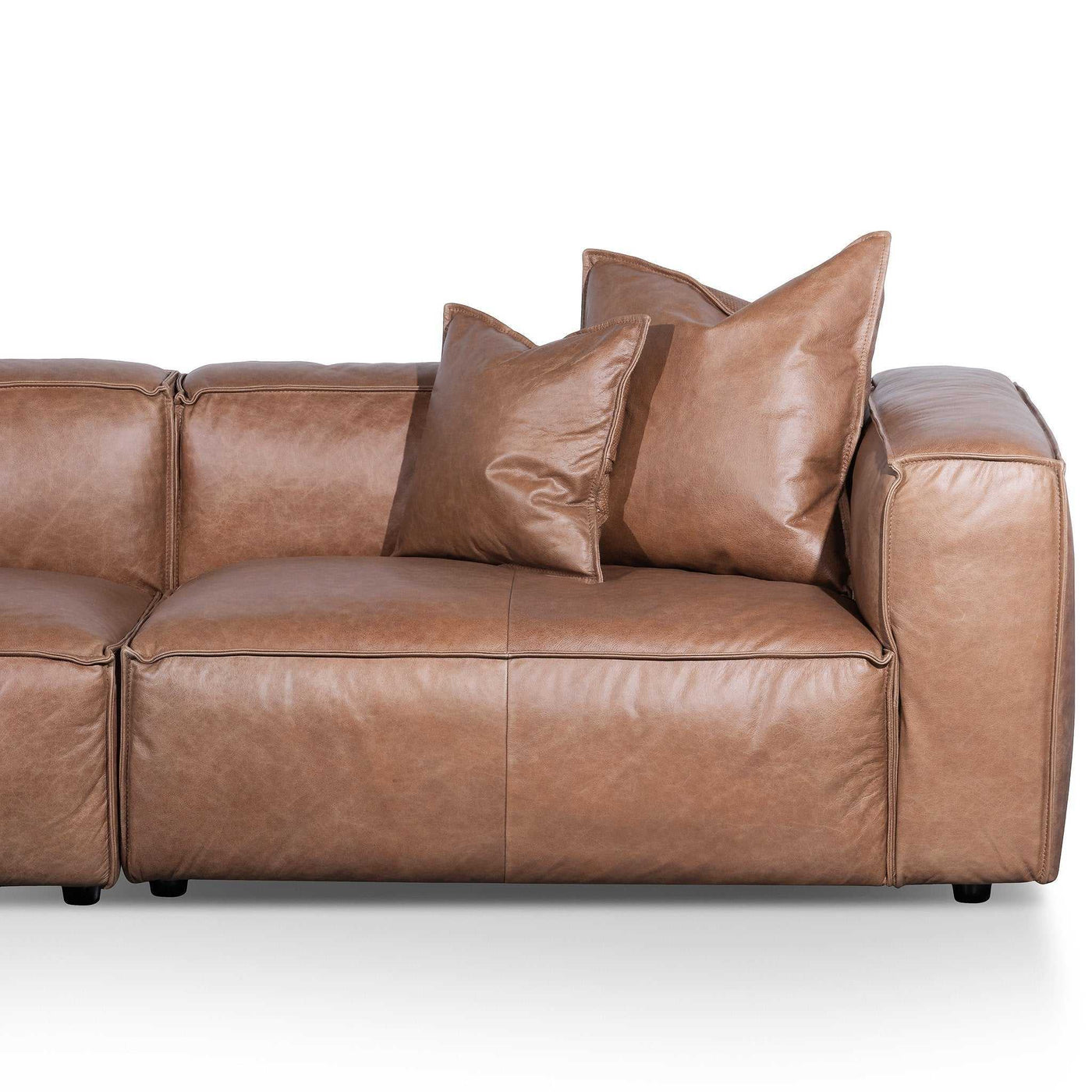 3 Seater Sofa with Cushion and Pillow - Saddle Brown