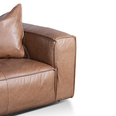 3 Seater Sofa with Cushion and Pillow - Saddle Brown