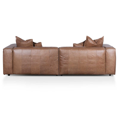 3 Seater Sofa with Cushion and Pillow - Saddle Brown