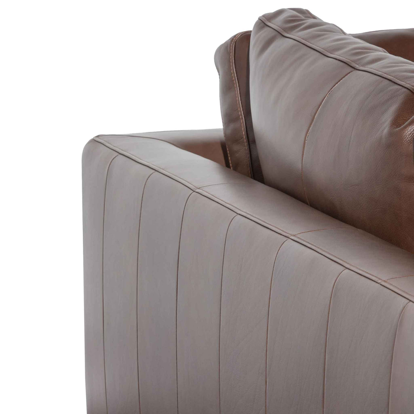 4 Seater Left Chaise Leather Sofa - Mocha Brown