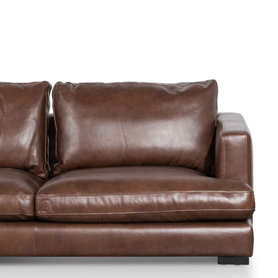 4 Seater Left Chaise Leather Sofa - Mocha Brown