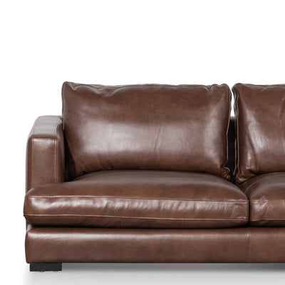 4 Seater Right Chaise Leather Sofa - Mocha Brown