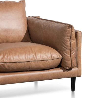 2 Seater Leather Sofa - Saddle Brown