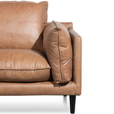 2 Seater Leather Sofa - Saddle Brown