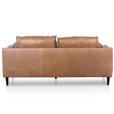 2 Seater Leather Sofa - Saddle Brown