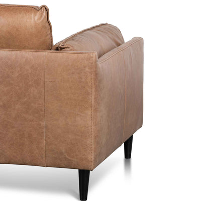 2 Seater Leather Sofa - Saddle Brown