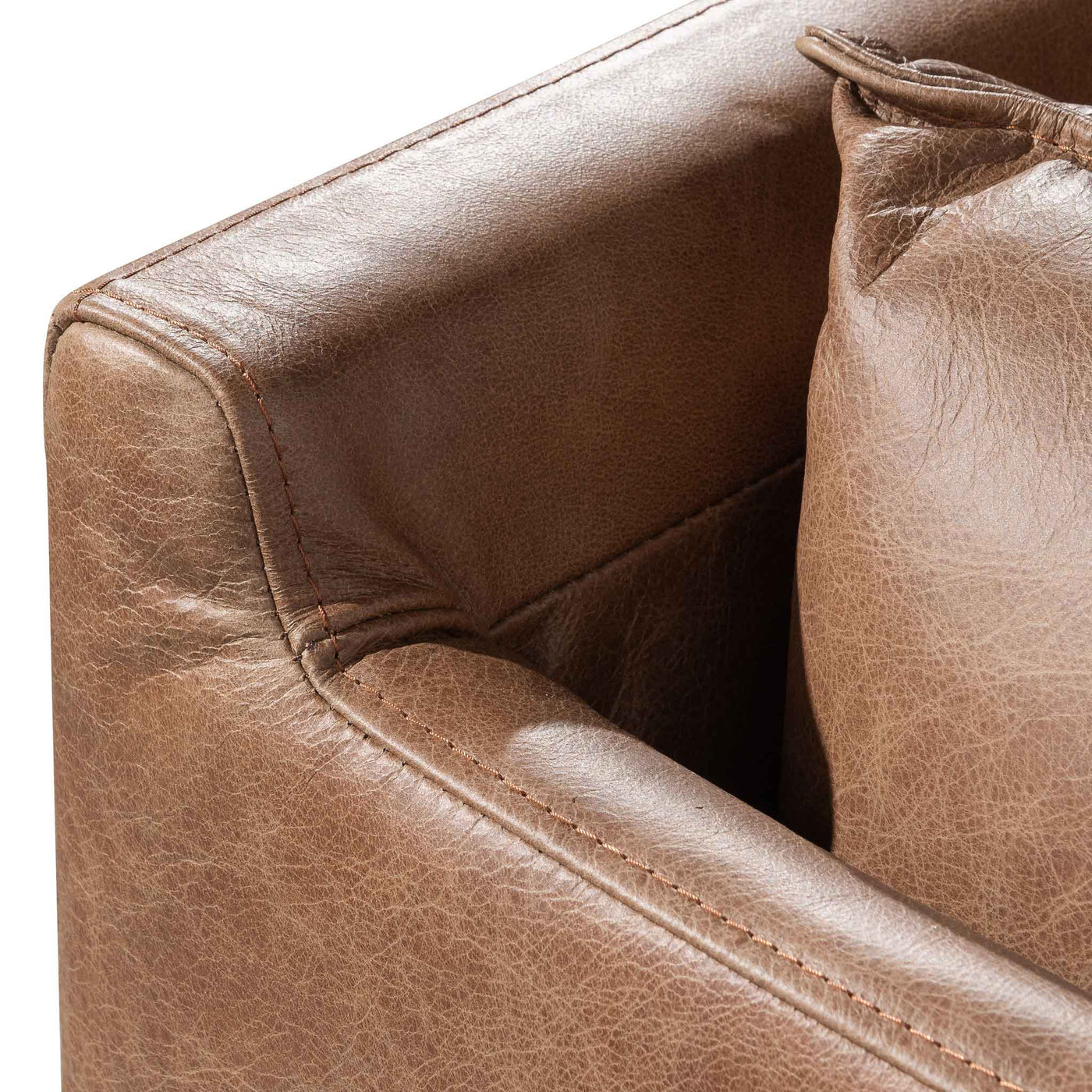 2 Seater Leather Sofa - Saddle Brown