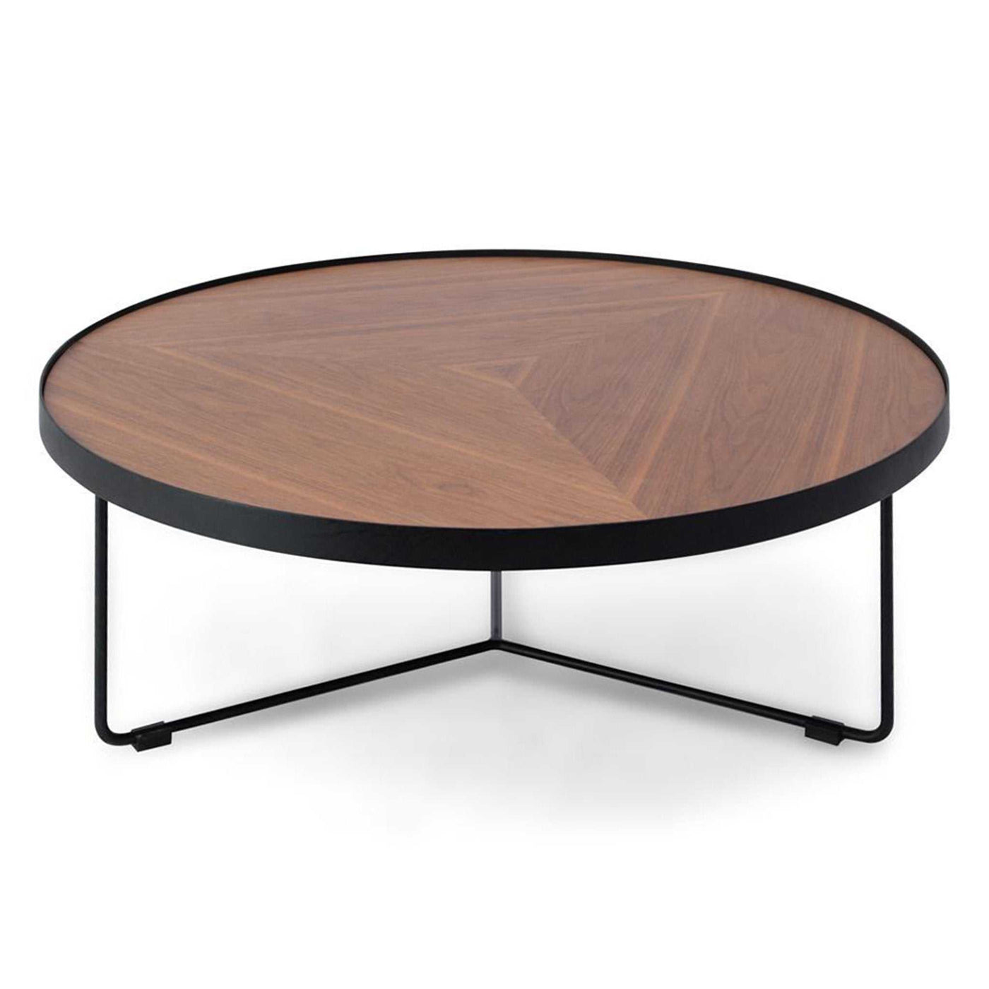 Round Coffee Table - Walnut Top - Black Frame
