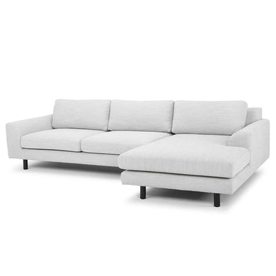 3 Seater Right Chaise Sofa - Light Texture Grey - Black legs