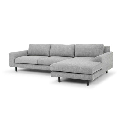 3 Seater Right Chaise Sofa - Graphite Grey with Black Legs