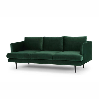 3 Seater Sofa - Velvet Green - Black Legs