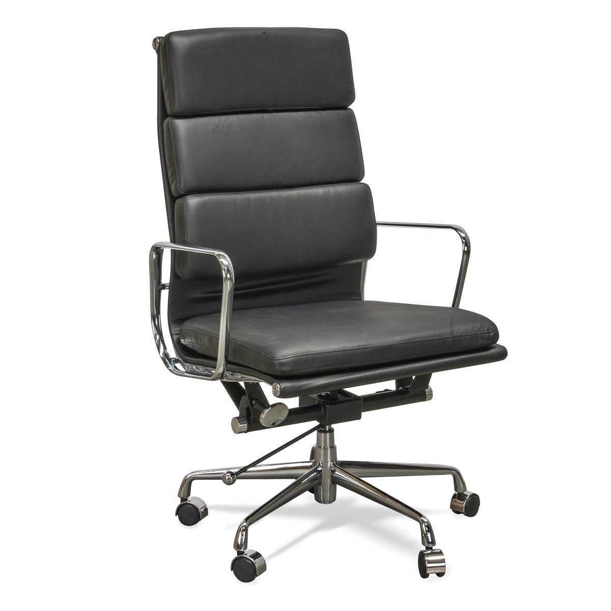 High Back Office Chair - Black Leather