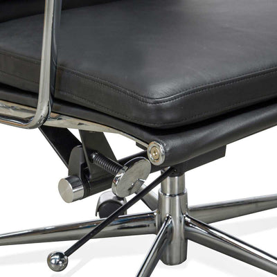 High Back Office Chair - Black Leather