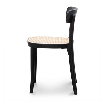 Rattan Dining Chair - Black with Natural Seat