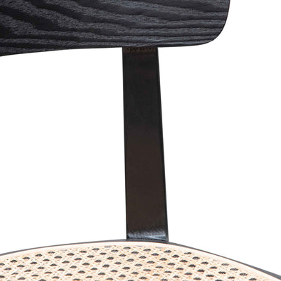 Rattan Dining Chair - Black with Natural Seat