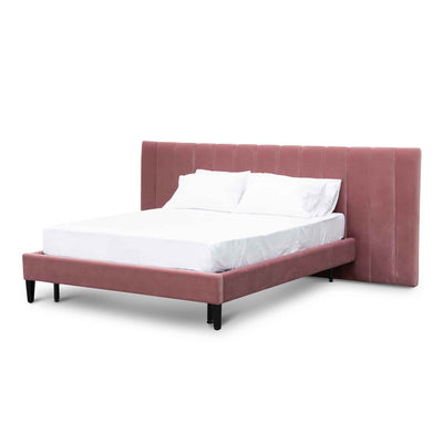 King Bed Frame - Blush Peach Velvet