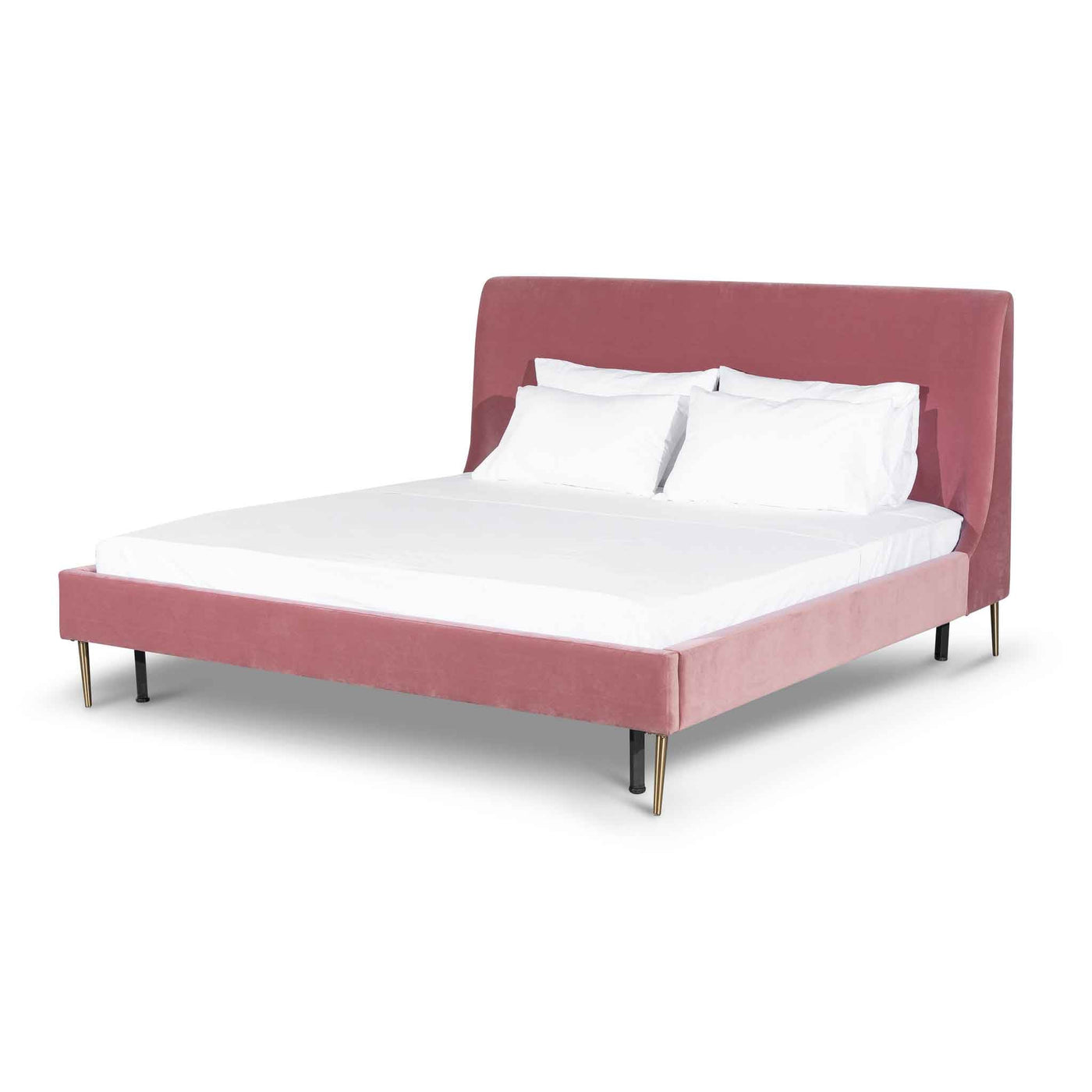 Queen Bed Frame - Blush Peach Velvet