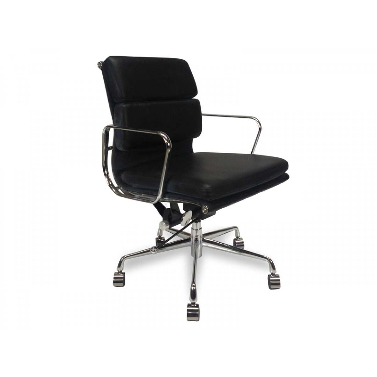 Low Back Office Chair - Black Leather