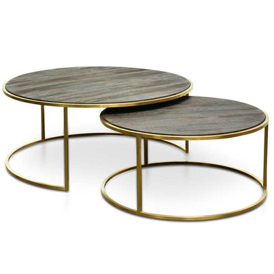 Nest Round Coffee Table - Natural - Golden Base