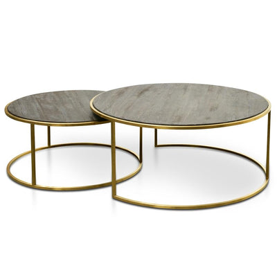 Nest Round Coffee Table - Natural - Golden Base