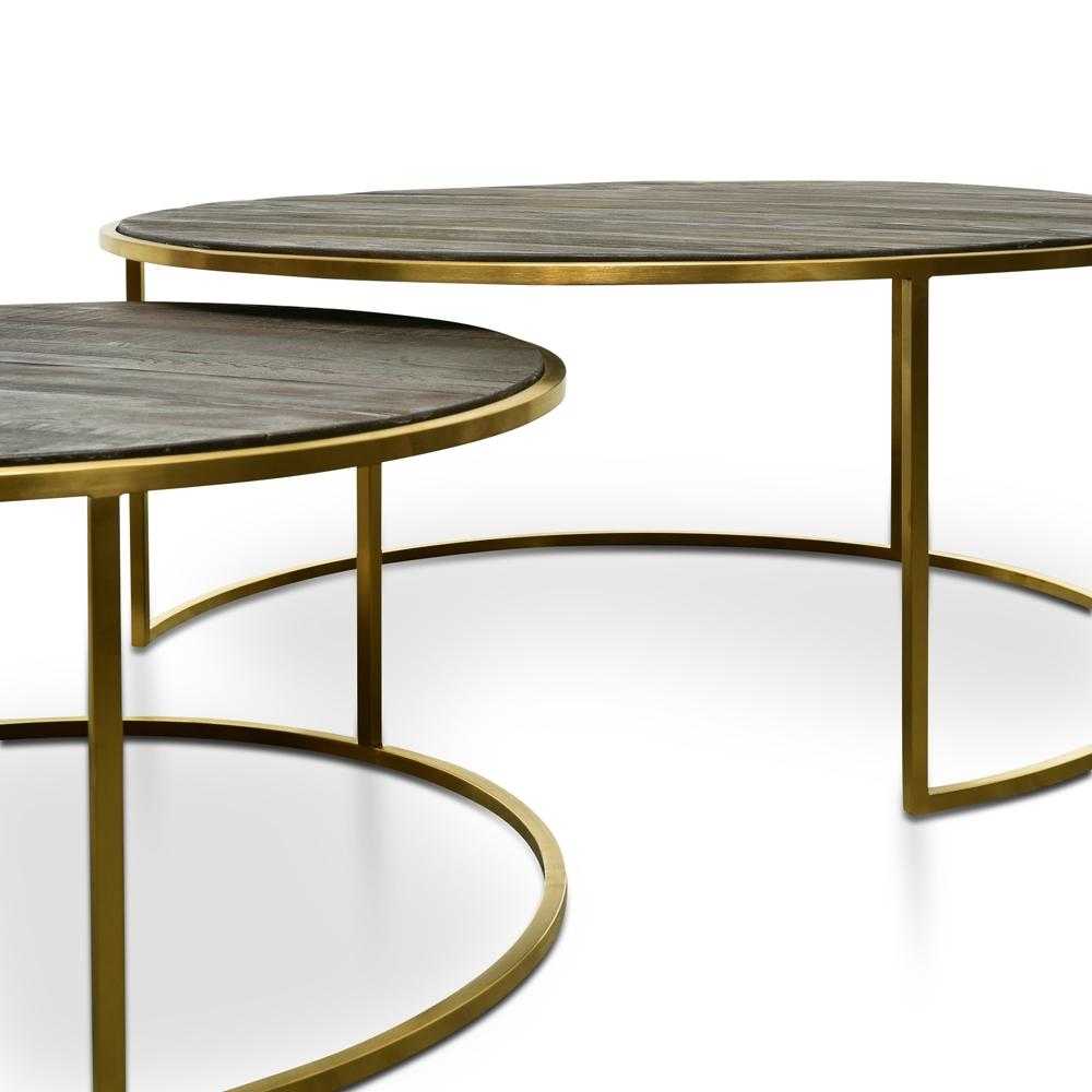 Nest Round Coffee Table - Natural - Golden Base