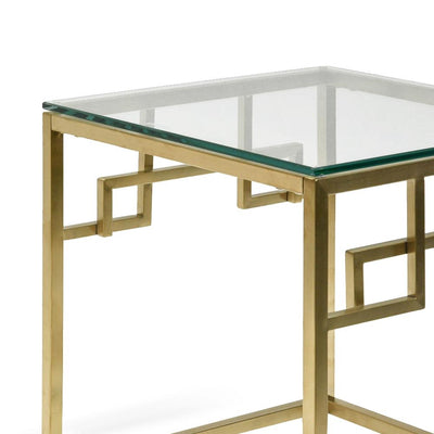 Side Table - Glass Top - Brushed Gold Base